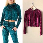 Emma & Sam crushed velvet cropped hoodie Photo 2