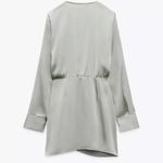 ZARA Wrap Satin Effect “Grey Green” Dress Blogger Favorite Womens X-Small Photo 12