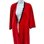 Vanity Fair Vintage  Womens House Coat Dressing Robe Sz 12‎ Red Black Lace Photo 4