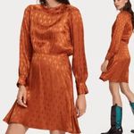 Scotch & Soda Maison Scotch Starwatcher Dress XL Orange Paisley Mini Long Sleeve Photo 1