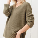 Jenni Kayne  Cotton Cabin Sweater in Olive Green Photo 0