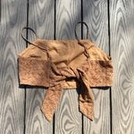 American Eagle  XL Brown Square Neck Embroidered Crop Tank top tie back floral Photo 1