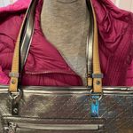 Dana Buchman Dana Buchanan silver embossed large zippered tote bag Photo 3
