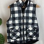 Woolrich  Black & Gray Buffalo Plaid Zip Up Sleeveless Quilted Down Filled Vest M Photo 1