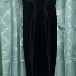 Top Shop Maxi Dress Bodycon. Size 8. NWOT. Black With White Piping. Slit In Back Photo 0