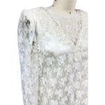 Vintage 80s Scott Mcclintock Ivory Lace Dress Wedding Sz 16W Dropped waist 20s Photo 4