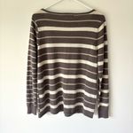 Smartwool  Brown Cream Multi Striped V Neck Sweater Merino Wool Photo 10
