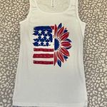 Bella Canvas Rhinestone Red, Blue Sunflower Tank Top  Photo 2