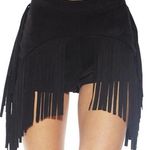 iHeartRaves Fringe Suede High Waisted Shorts Photo 0