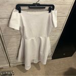 Women's Vintage Retro Bateau Neck Short Sleeve High Waist Cocktail Swing Dress White Size L Photo 2