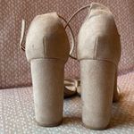 Wild Diva Nude Suede Chunky Heels Photo 2