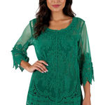 Ultra Pink Green Mesh Crochet Embroidery Top Photo 0