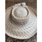 Vintage VTG Sonni San Francisco Wide Brim Straw Sun Derby Church Easter Hat Tan Photo 2