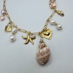 Gold Shell & Pearl Charm Necklace Photo 4