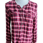 Lucky Brand Womens  Collarless Scoop Neck Plaid Tunic  Shirt - Sz M Photo 0