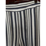 Loft Petite Small White, Blue & Silver Striped Pants with Tie Belt Photo 3