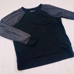 Victoria Sport Black Faux Leather Sleeve Crewneck Sweatshirt Size S Pullover Photo 0