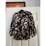 Apostrophe  Women's Blouse Top Waist Tie Geometric Brown Grey‎ White Size XL Photo 5