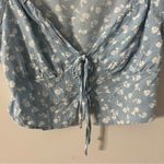 LA Hearts Pacsun/ Blue Floral Puff Short Sleeve Open Top With Front Tie Bows XS Photo 5