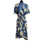 Gibson Latimer  Floral High Low Faux Wrap Lined MIDI Dress Green Size Small Photo 2