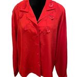 Bonworth Vintage Red Romantic Cottagecore Whimsygoth Tulip Floral Appliqué Top Photo 0