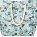 TROPICAL LEAVES, FLAMINGOS AND JAGUARS OH MY! TOTE BAG 19X15 Photo 0