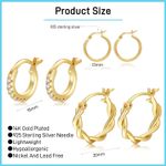 Gold Hoop Earrings for Women Sterling Silver Post Small Gold Hoop Earrings 14k Real Gold Tiny Hypoallergenic Small Hoop Earrings Set for Women Men Girls 13/15 /20mm Photo 1