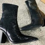 Black Croc Embossed Boots Size 5.5 Photo 0