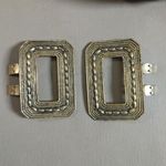 Tiptoe Set Gold Tone Ornate Rectangular Shoe Clips Scraf Art Deco Vintage Pair Photo 4