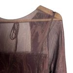 Louna Brown Burgundy Mesh Overlay Printed Long Sleeve Midi Dress Size XL Photo 9
