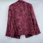 Chico's Jacket Womens 2 Blazer Ruffle Woven Tweed Magenta Pink Multicolored Lined Photo 7