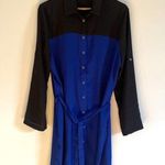 Black and Blue Button Down Shirt Dress Size L Photo 2