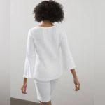 Chico's  Crew Neck Fringe Hem Sweater V-Neck in Alabaster/White, NWT, Size 4/XXL Photo 2