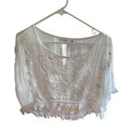 Millau XS White Sheer Embroidered Boho Crop Top Tassel Hemline Will Fit Up To M Photo 0