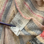 W5  Ribbed Short Sleeve Cream Short Ruffle Sleeve Wooden Button Blouse Size M Photo 8