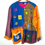 Maggie Barnes Vintage Bright Embroidered Patchwork Art to Wear Coat Size 2X Photo 0