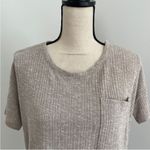American Eagle  Boxy Ribbed T-Shirt‎ Small Tan Cream Oversized Elevated Basic Tee Photo 4
