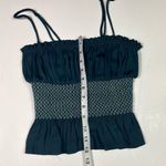 Free People Intimately  Teal Green Ruched Silky Cropped Cami Tank Top XS Witchy Photo 5