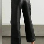 frame denim NWT High Rise Wide Leg Crop Leather Pants Jeans Noir Black 27 Photo 3