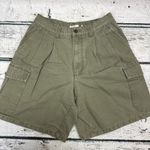 Gap  Olive Green Cargo Shorts Womens [Size 28] Pleated High‎ Rise Vintage Style Photo 0