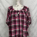 Torrid Sleep Gauze Henley Short Sleeve Plaid Pink Sleep Shirt Size 2X NWT Photo 10