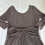 Clara Sun Woo Women's Size Large Faux Wrap 3/4 Sleeve Dress Brown Stretch Fit Photo 4