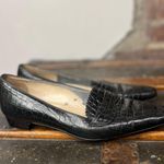 Talbots Vintage Croc Embossed BlackLeather loafers Minimalist Preppy Size 7 Photo 2
