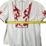 Madewell Shirt Women's Medium White Embroidered Floral Peasant Boho Top H7398 Photo 6