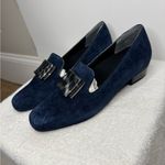 Ros Hommerson Treasure Navy Blue Suede Pumps Loafers with Silver Accent 7 Photo 2