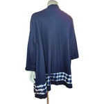 Woman Within Long Sleeve Open Faced Cardigan Size 2X Navy White Tye-Dye Bottom Photo 4