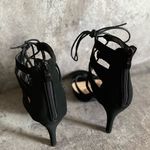 Top Moda Strappy Stiletto Lace Up Heels Black 8.5 Nubuck Party Photo 7