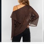 Sheer glittery off the shoulder top Brown Photo 3