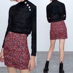 ZARA NWT Floral Rose Ruched Mini Skirt Small Photo 3
