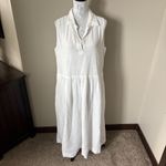 Frank & Eileen  Linen Daphne Dress Size XLARGE White Sleeveless Midi Pockets Photo 4